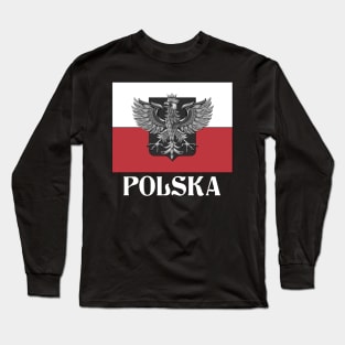 POLSKA - Polish Eagle, Poland Flag, and Shield Long Sleeve T-Shirt